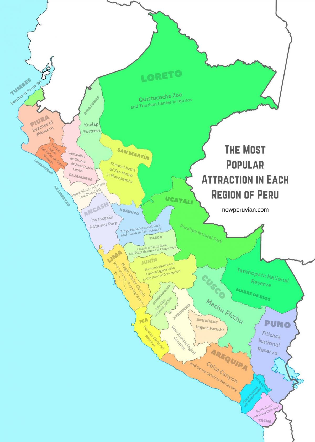 kat jeyografik nan Perou atraksyon touris